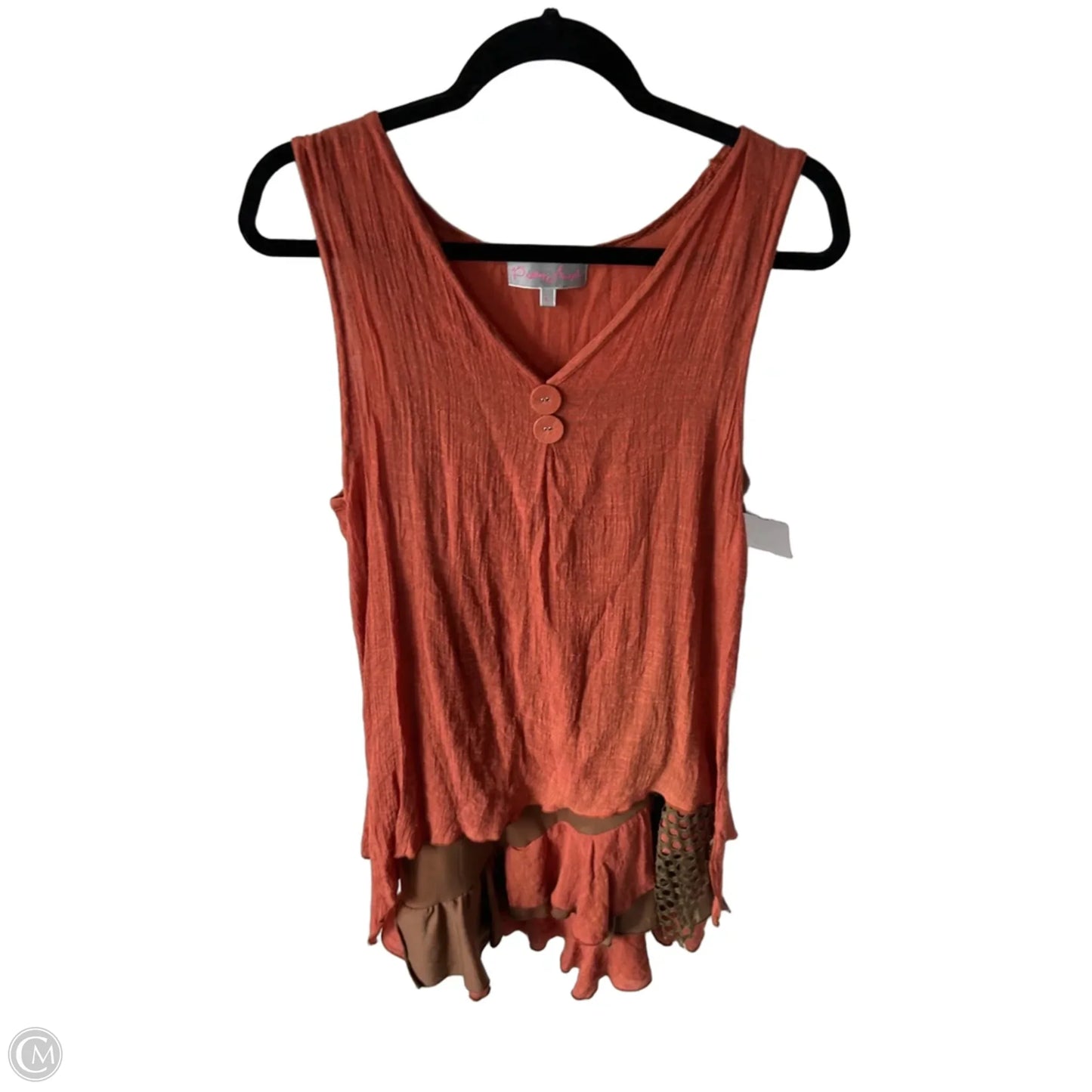 Dress Casual Short By Pretty Angel In Brown & Orange, Size: L