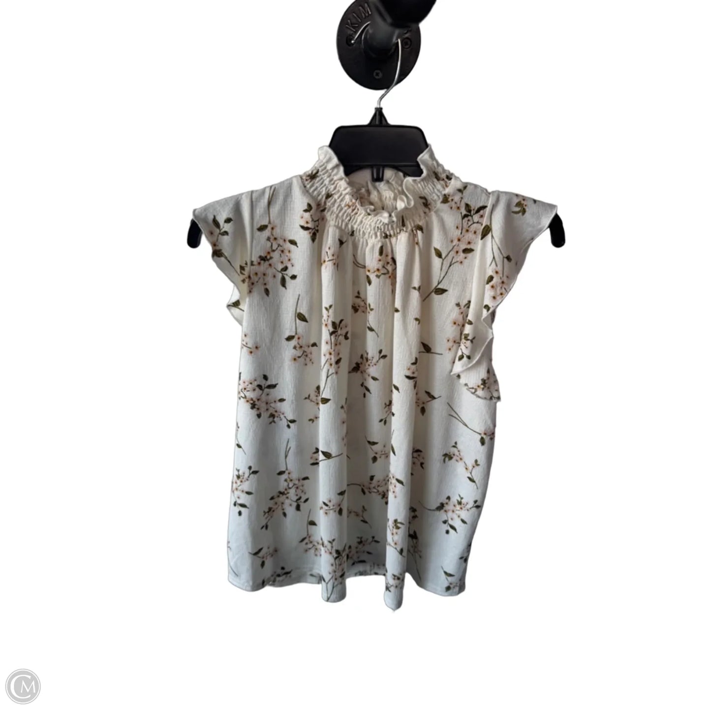 Blouse Short Sleeve By Melloday In Cream & Green, Size: M