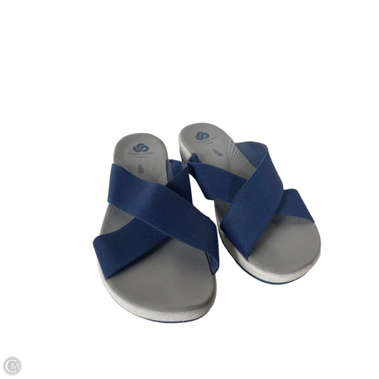 Sandals Heels Wedge By Clarks In Blue, Size: 9