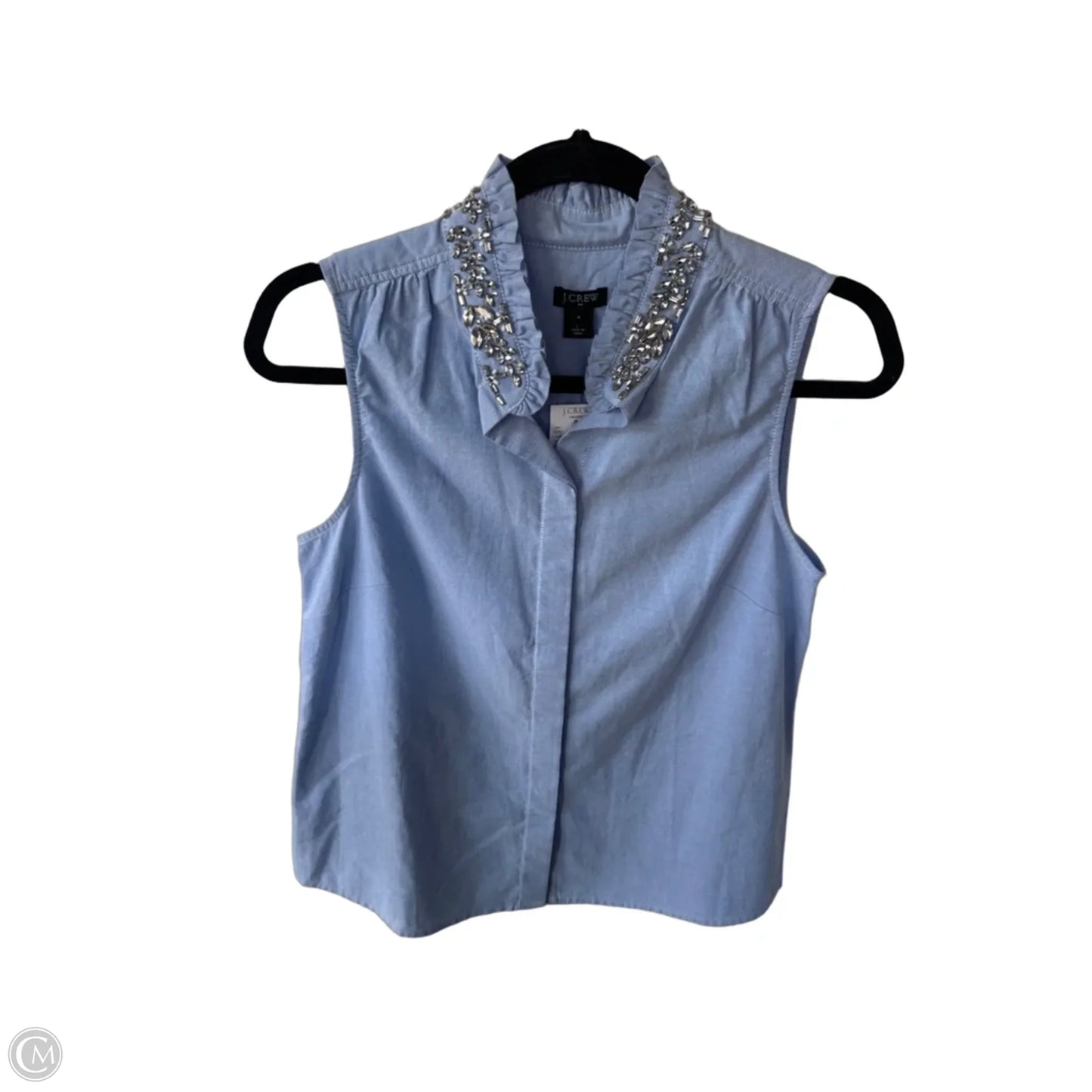 Blouse Sleeveless By J. Crew In Blue & Silver, Size: S