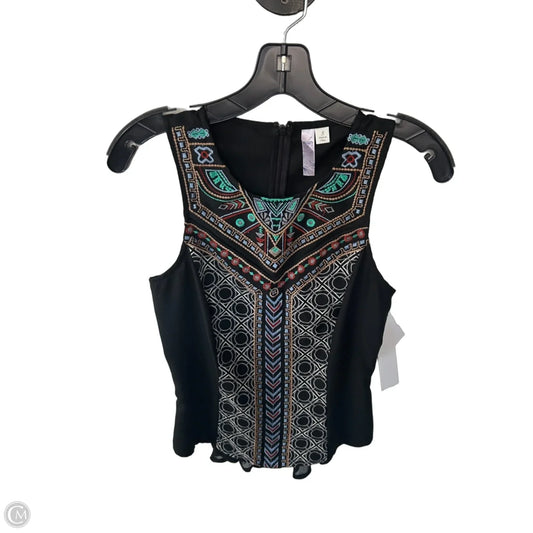 Blouse Sleeveless By Alya In Black & Tan, Size: S