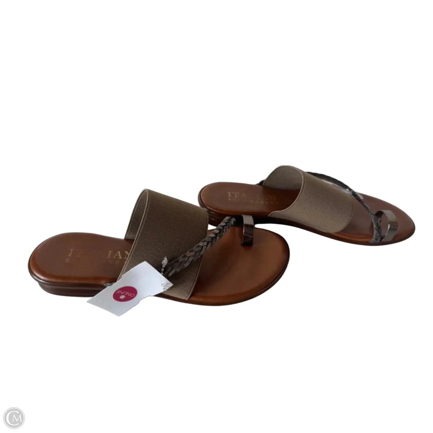 Sandals Flats By Italian Shoemakers In Brown & Grey, Size: 6