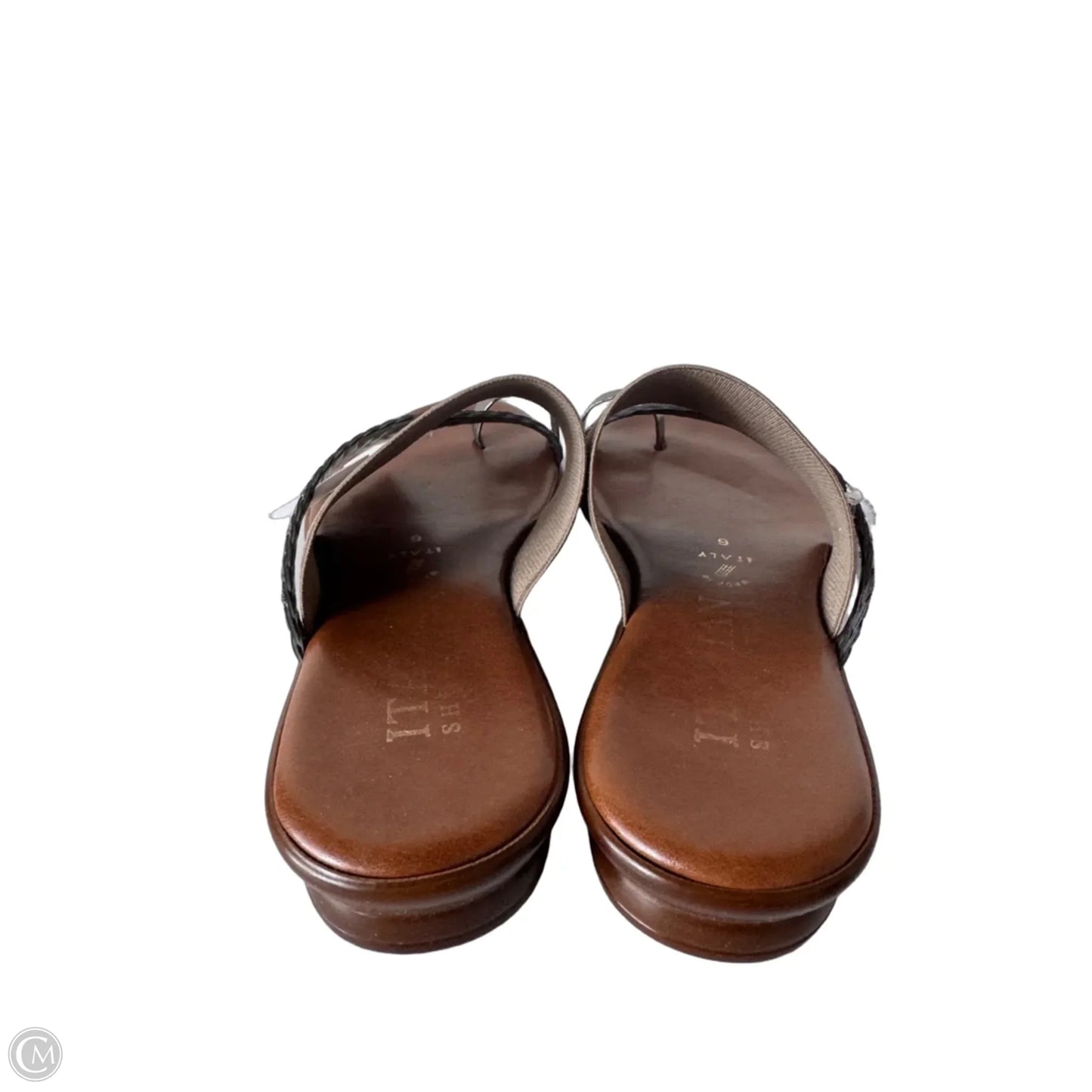 Sandals Flats By Italian Shoemakers In Brown & Grey, Size: 6