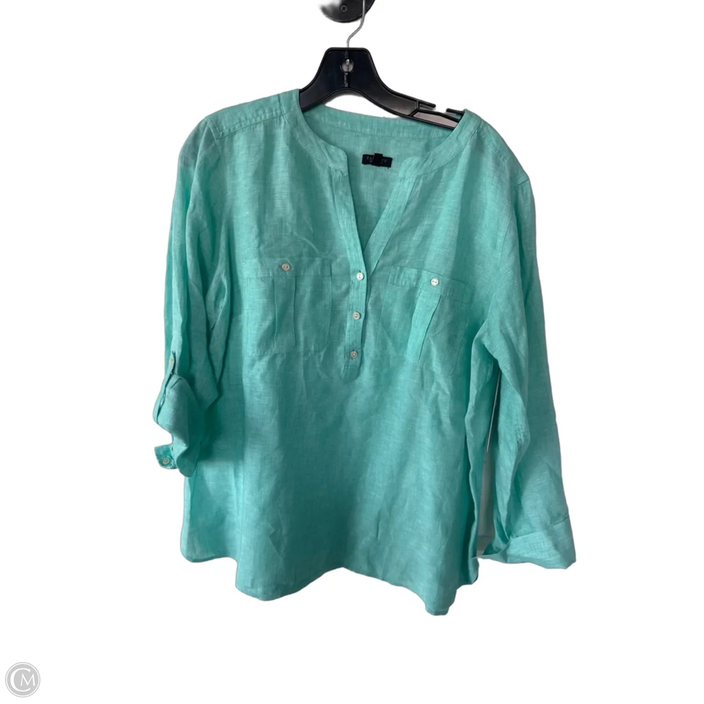 Blouse 3/4 Sleeve By Talbots In Green, Size: 1x