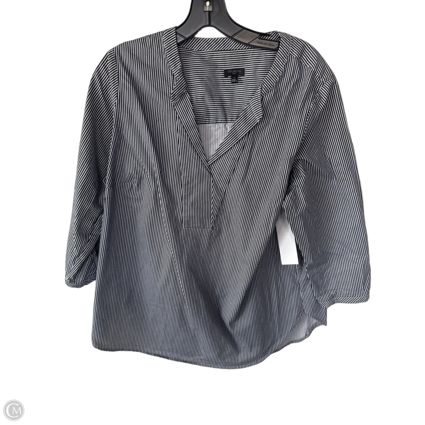 Blouse 3/4 Sleeve By Talbots In Blue & White, Size: 1x