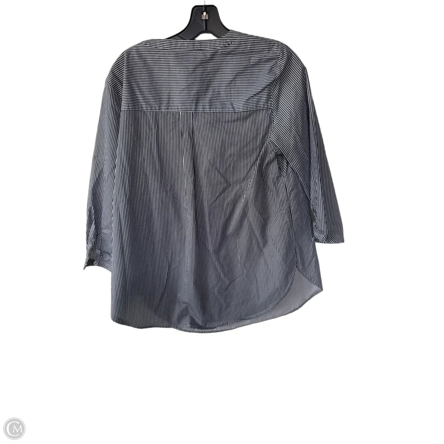 Blouse 3/4 Sleeve By Talbots In Blue & White, Size: 1x