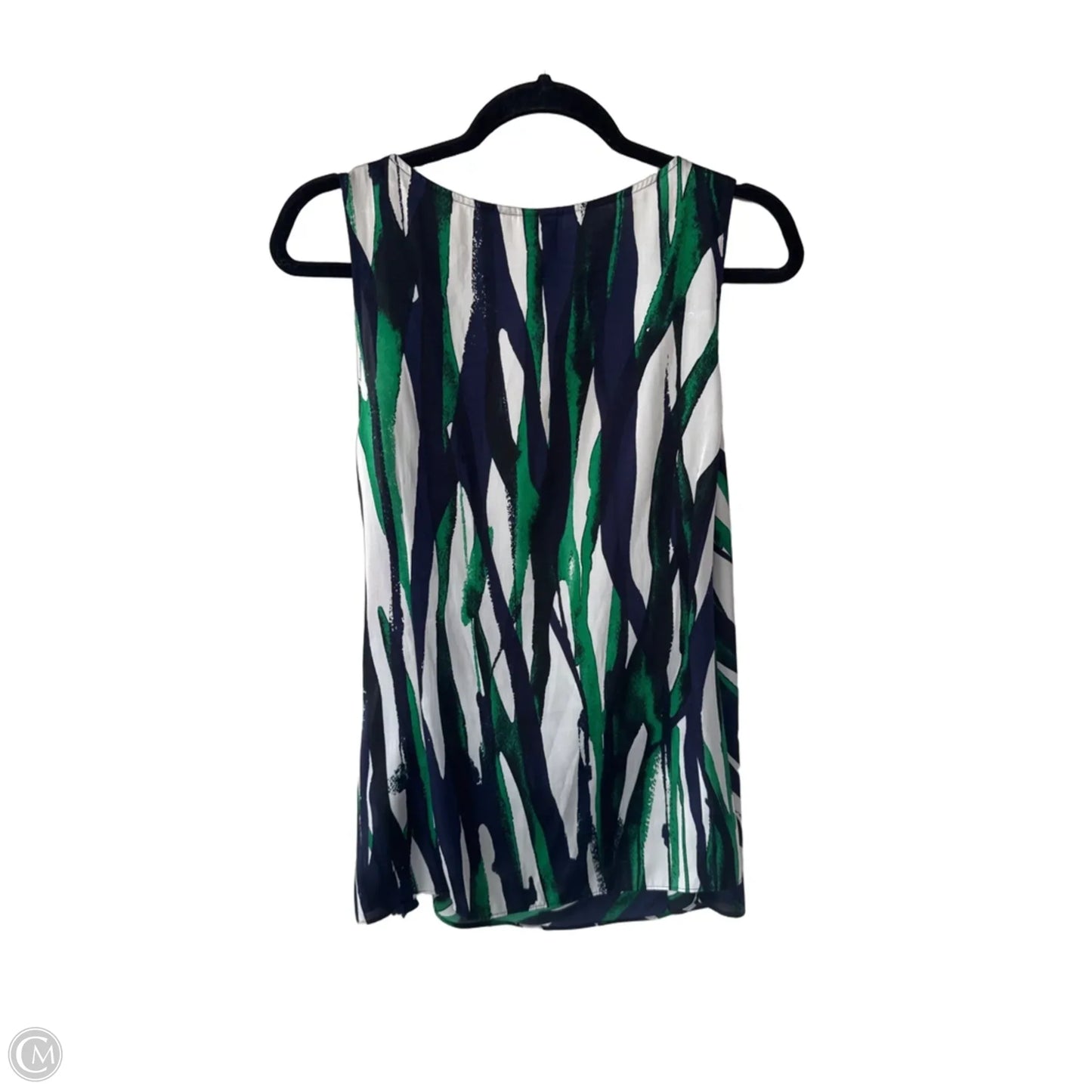 Blouse Sleeveless By Anne Klein In Green & White, Size: Xl