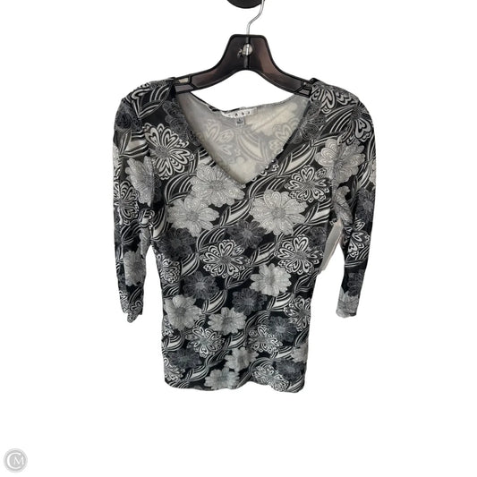 Tunic 3/4 Sleeve By Cabi In Black & Cream, Size: L