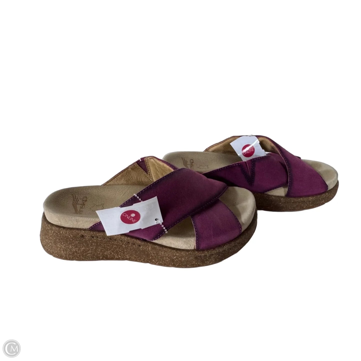Sandals Heels Wedge By Dansko In Purple & Tan, Size: 6.5