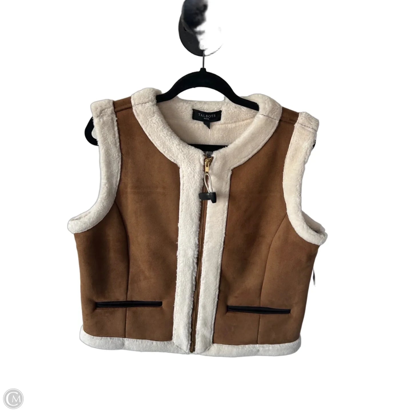 Vest Faux Fur & Sherpa By Talbots In Brown & Cream, Size: Lp