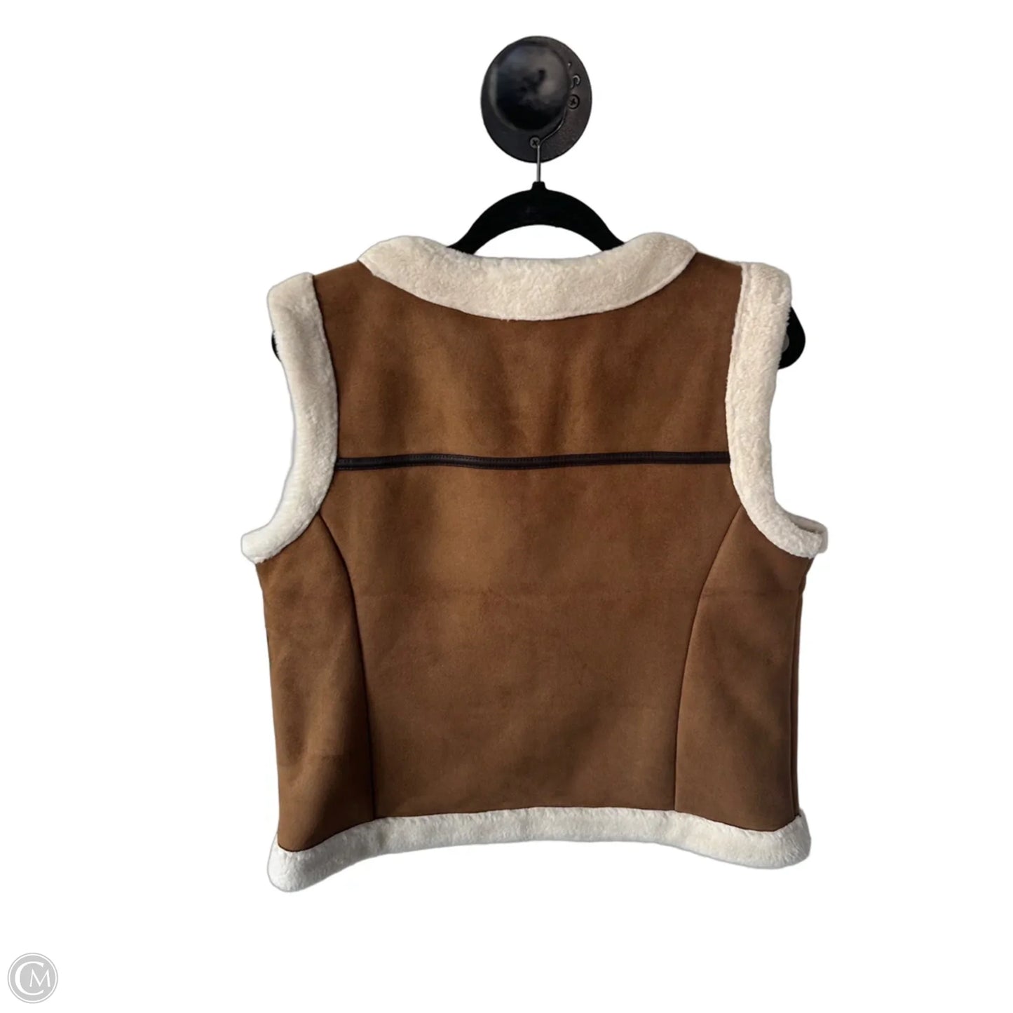 Vest Faux Fur & Sherpa By Talbots In Brown & Cream, Size: Lp