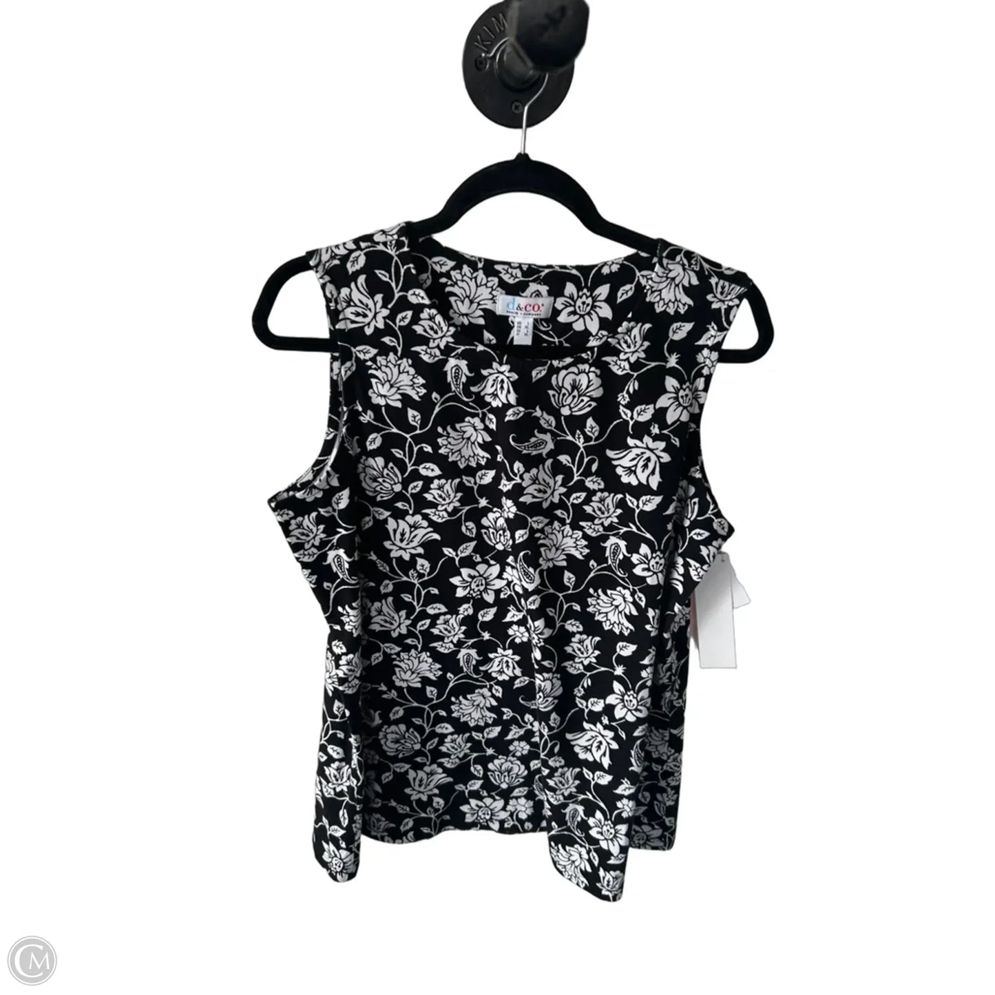 Top Sleeveless By D&co. In Black & White, Size: L