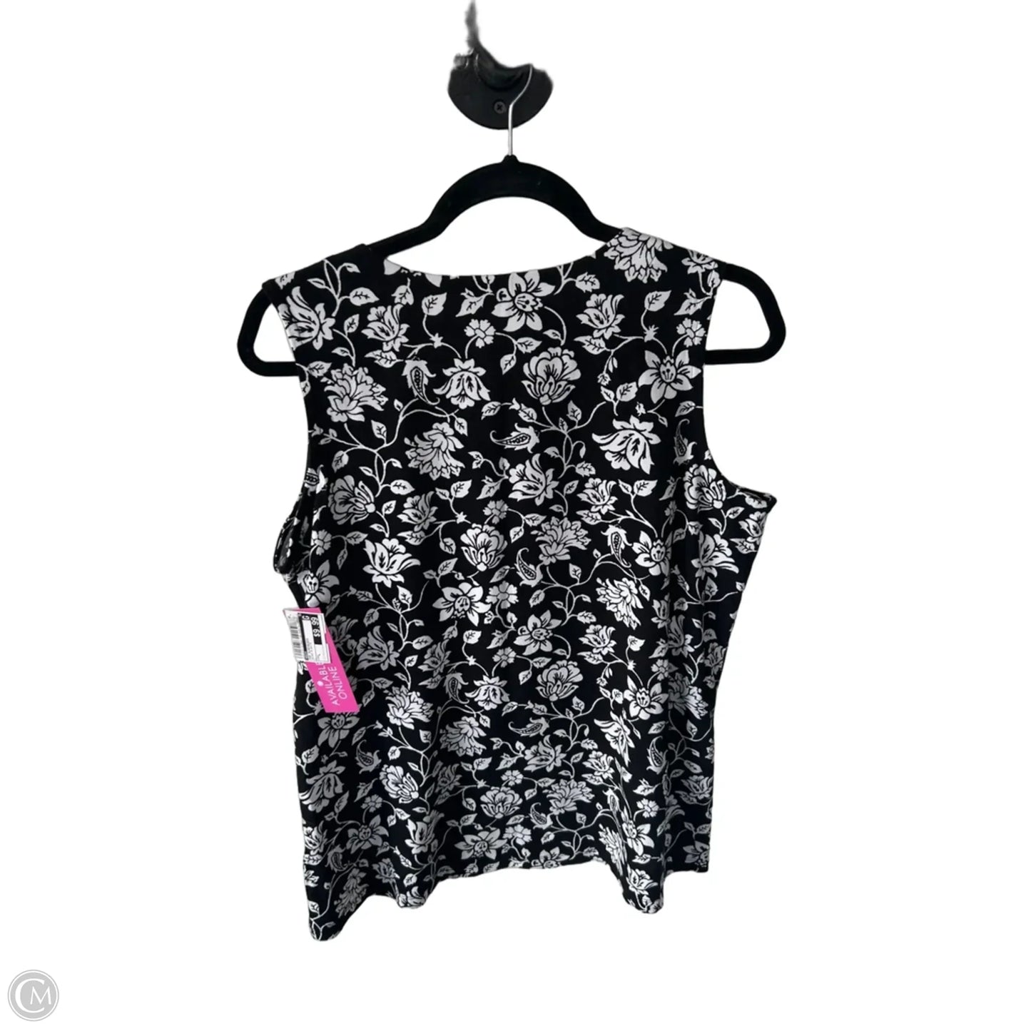 Top Sleeveless By D&co. In Black & White, Size: L