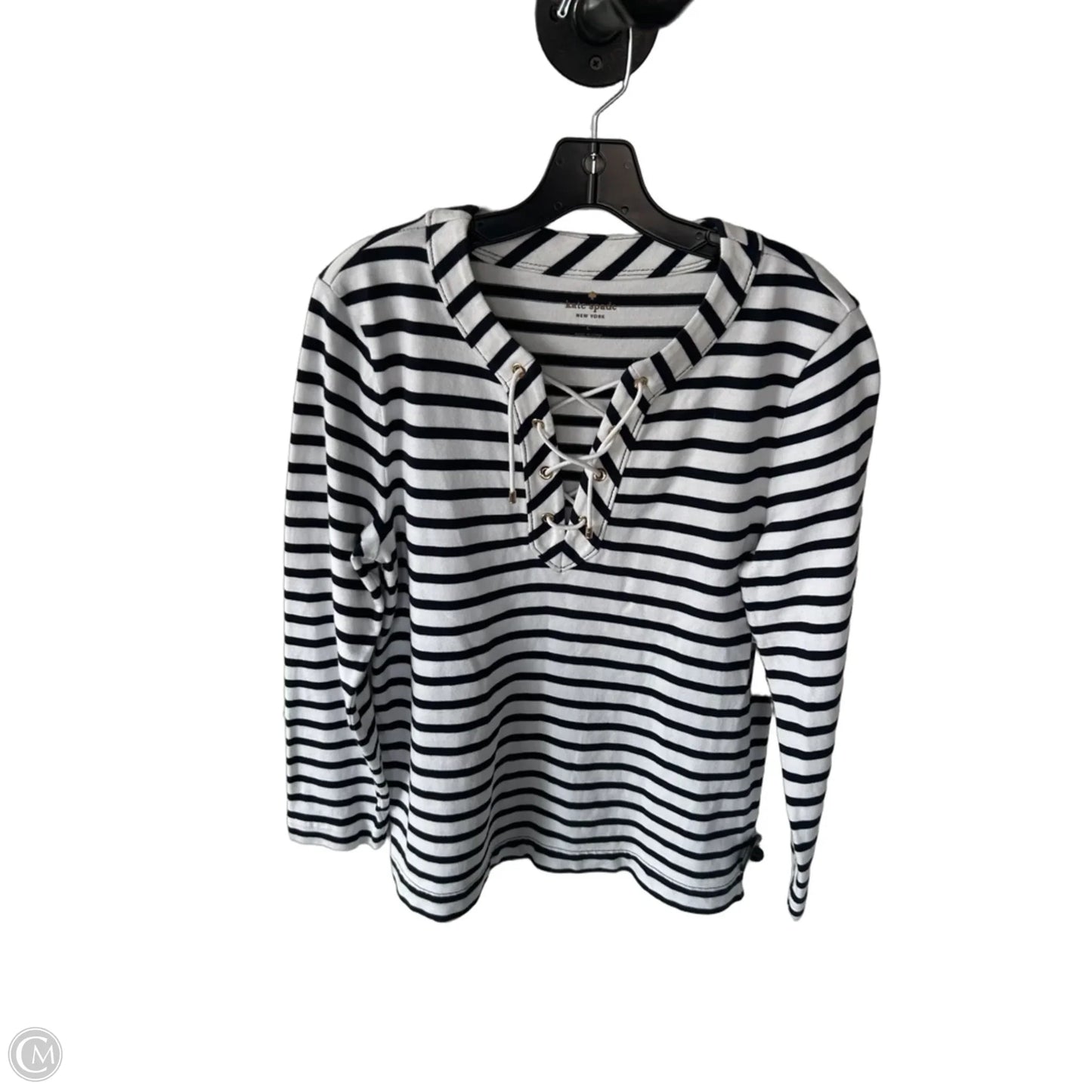 Top Long Sleeve Designer By Kate Spade In Blue & White, Size: L