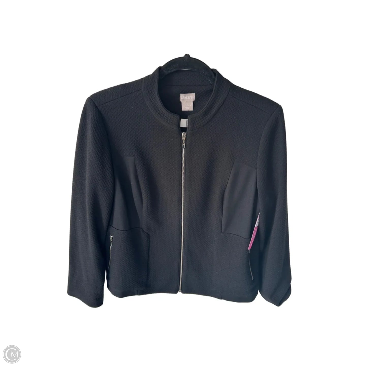 Blazer By Chicos In Black & Gold, Size: M