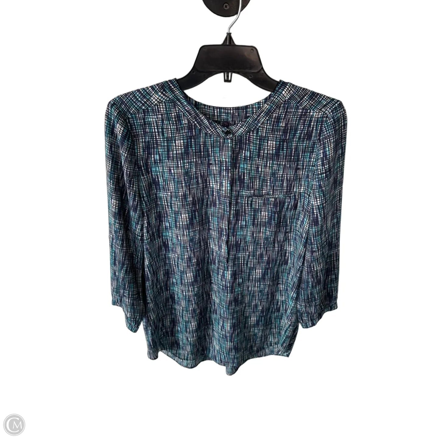 Blouse 3/4 Sleeve By Not Your Daughters Jeans In Blue & Purple, Size: M