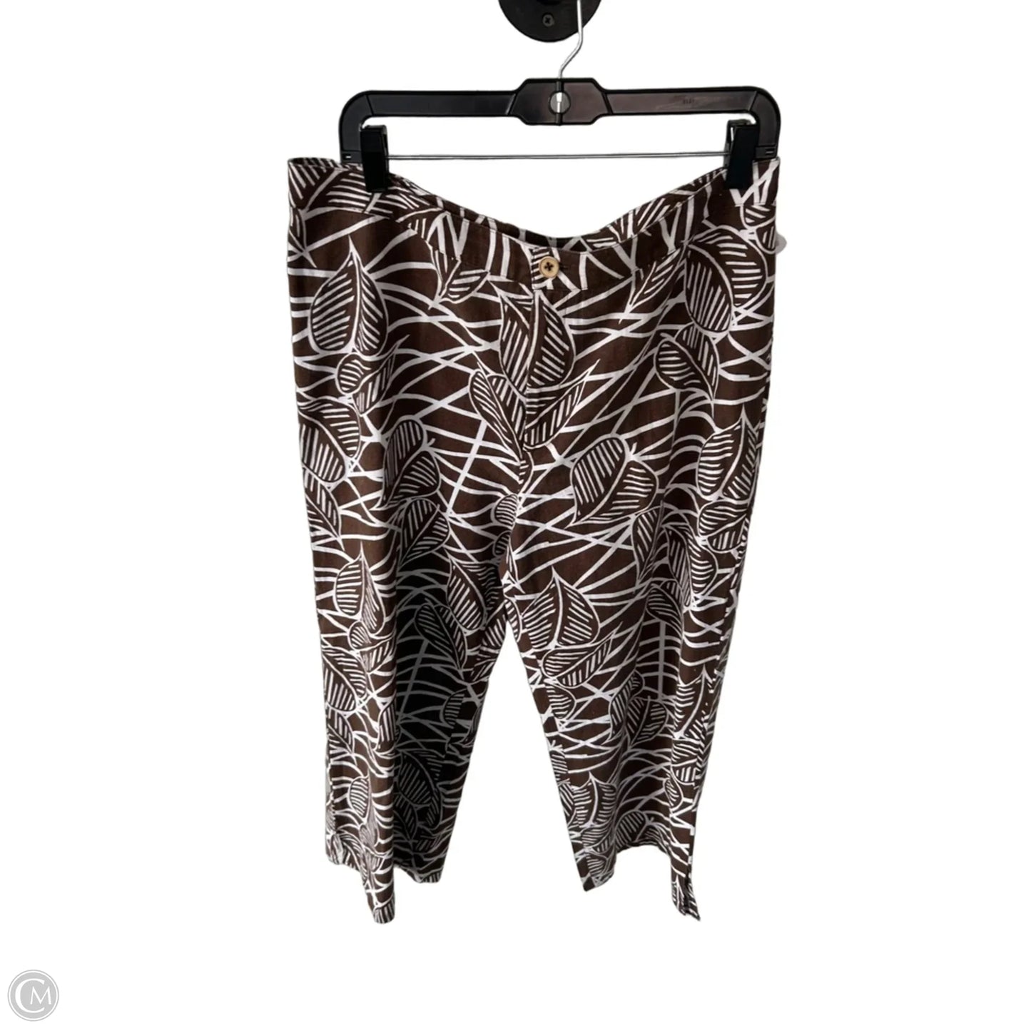 Pants Linen By Chicos In Brown & White, Size: 10