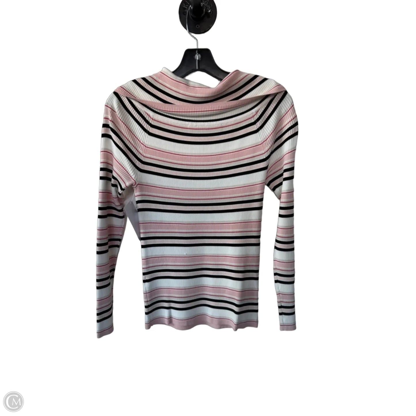 Top Long Sleeve By White House Black Market In Pink & White, Size: S
