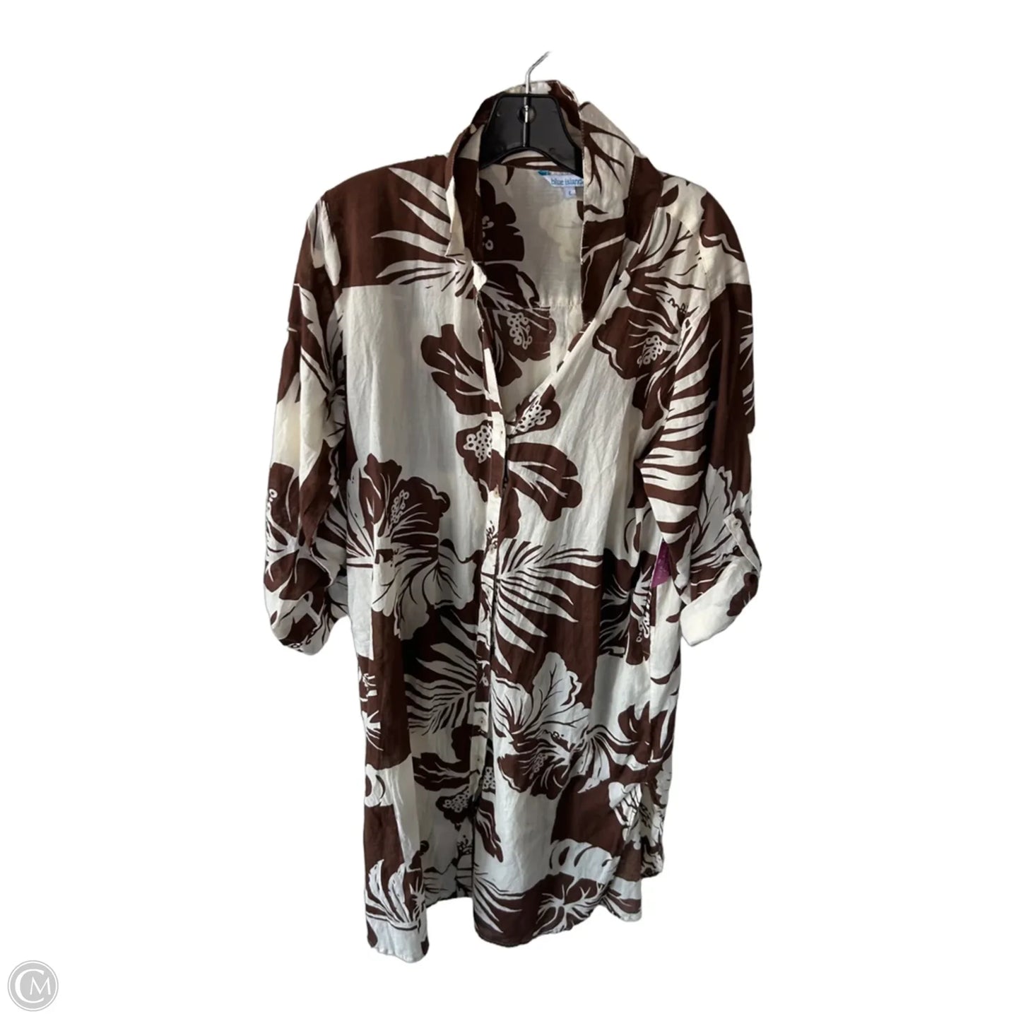 Swimwear Cover-up By Blue Island In Brown & Cream, Size: L