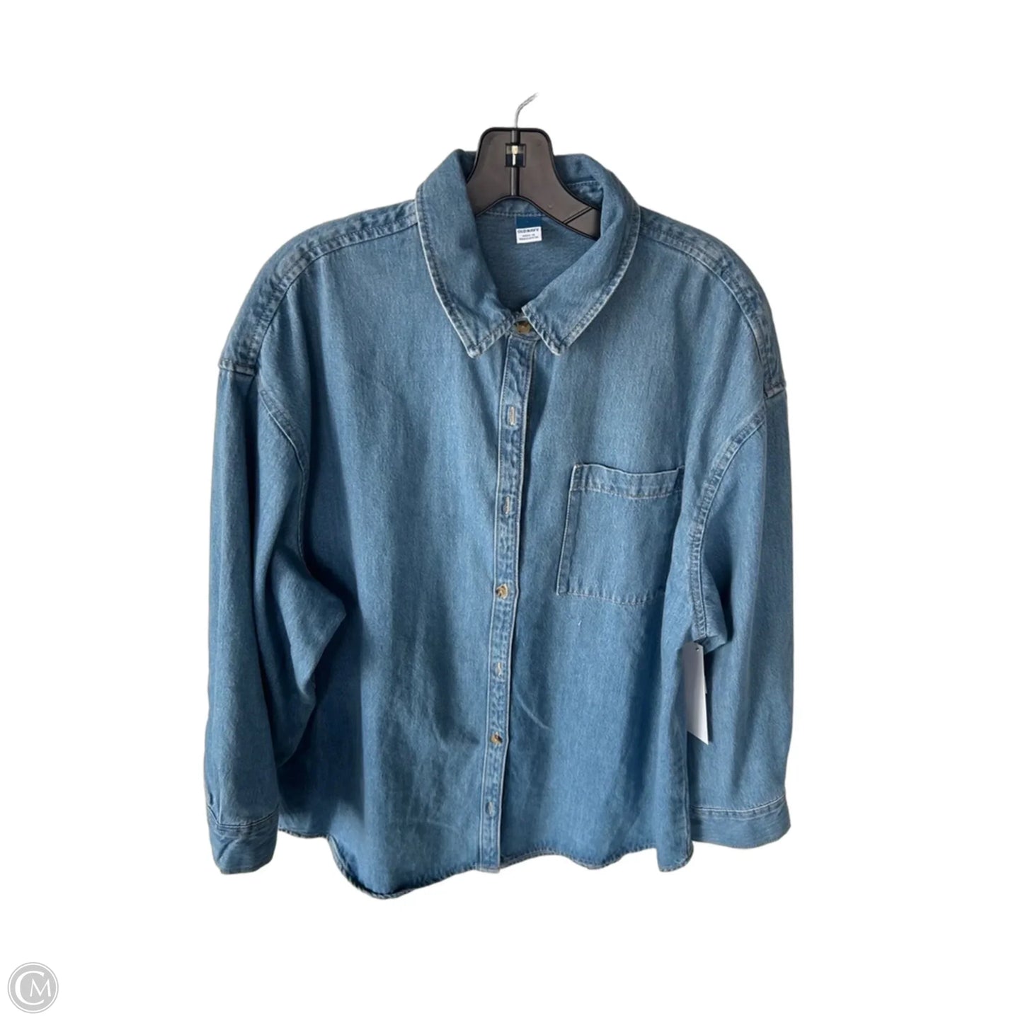 Top Long Sleeve By Gap In Blue Denim, Size: L