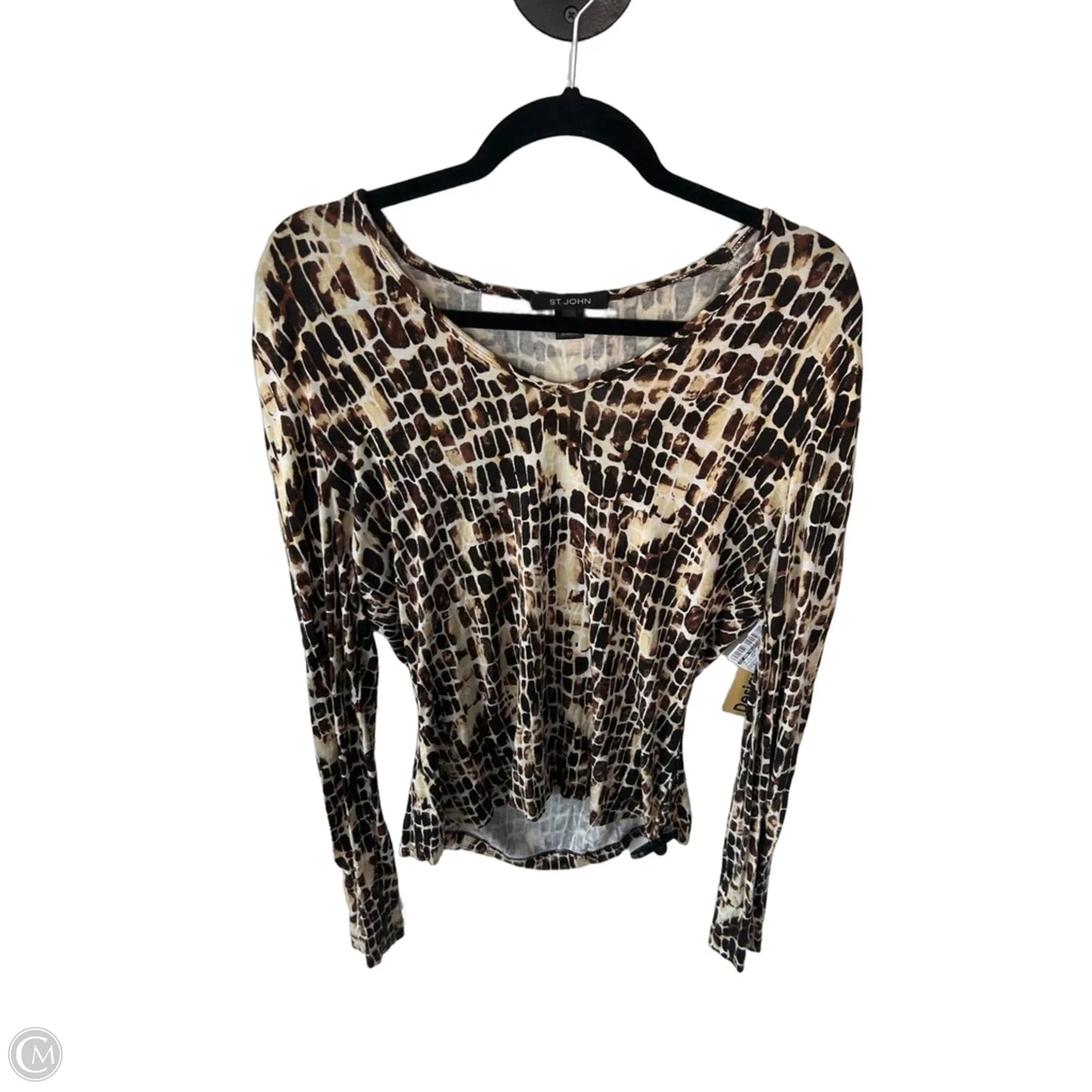 Top Long Sleeve Luxury Designer By St John Collection In Brown & Tan, Size: M