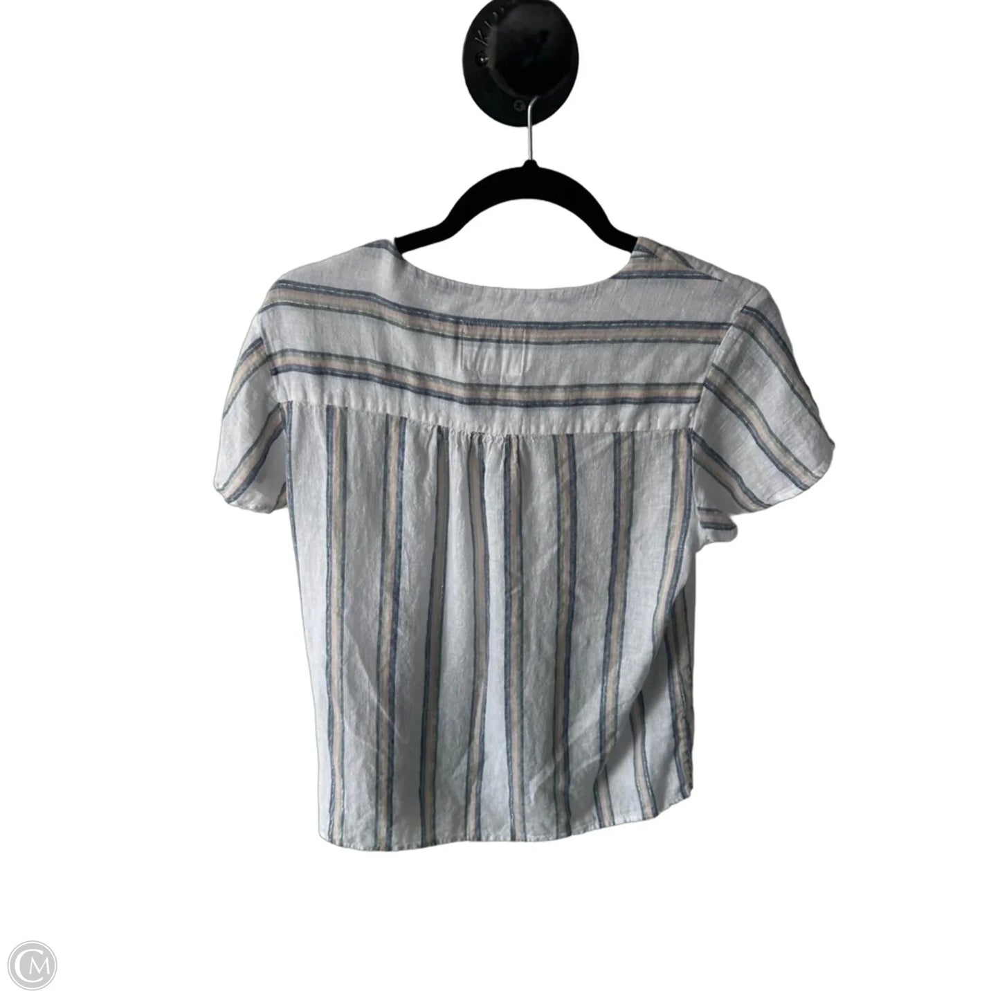 Blouse Short Sleeve By Rails In Blue & White, Size: M