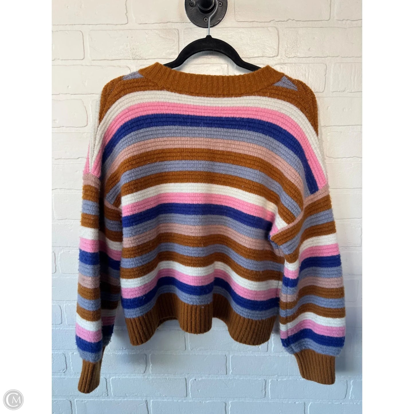 Sweater Cardigan By Madewell In Brown & White, Size: S