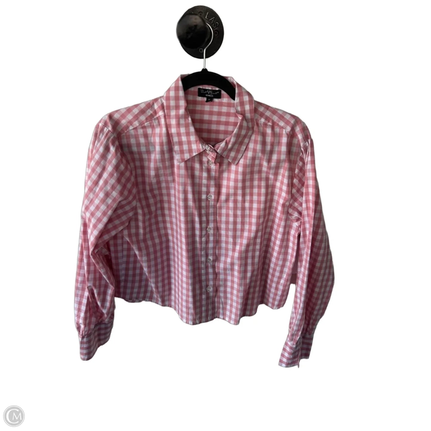 Top Long Sleeve By Velvet Heart In Pink & White, Size: M