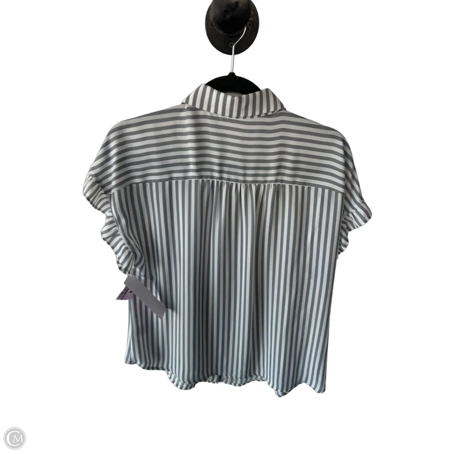 Blouse Short Sleeve By Pleione In Grey & White, Size: M