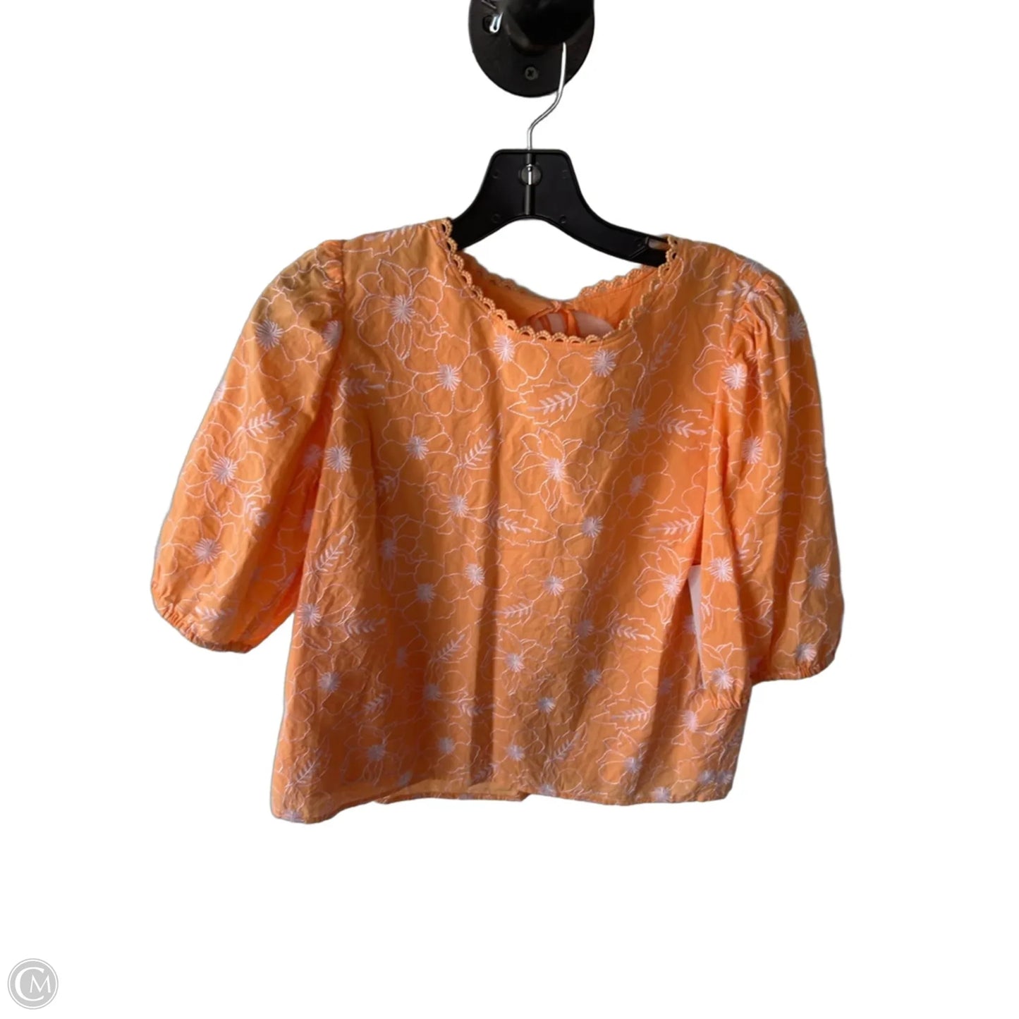 Blouse Short Sleeve By Loft In Orange & White, Size: M