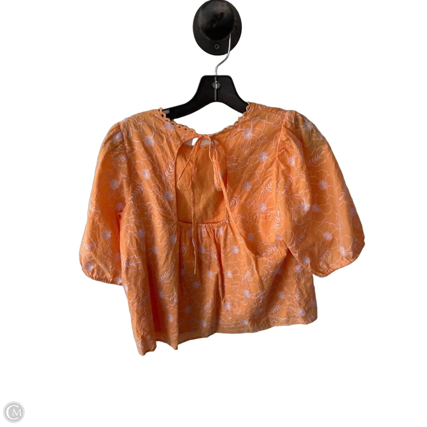 Blouse Short Sleeve By Loft In Orange & White, Size: M