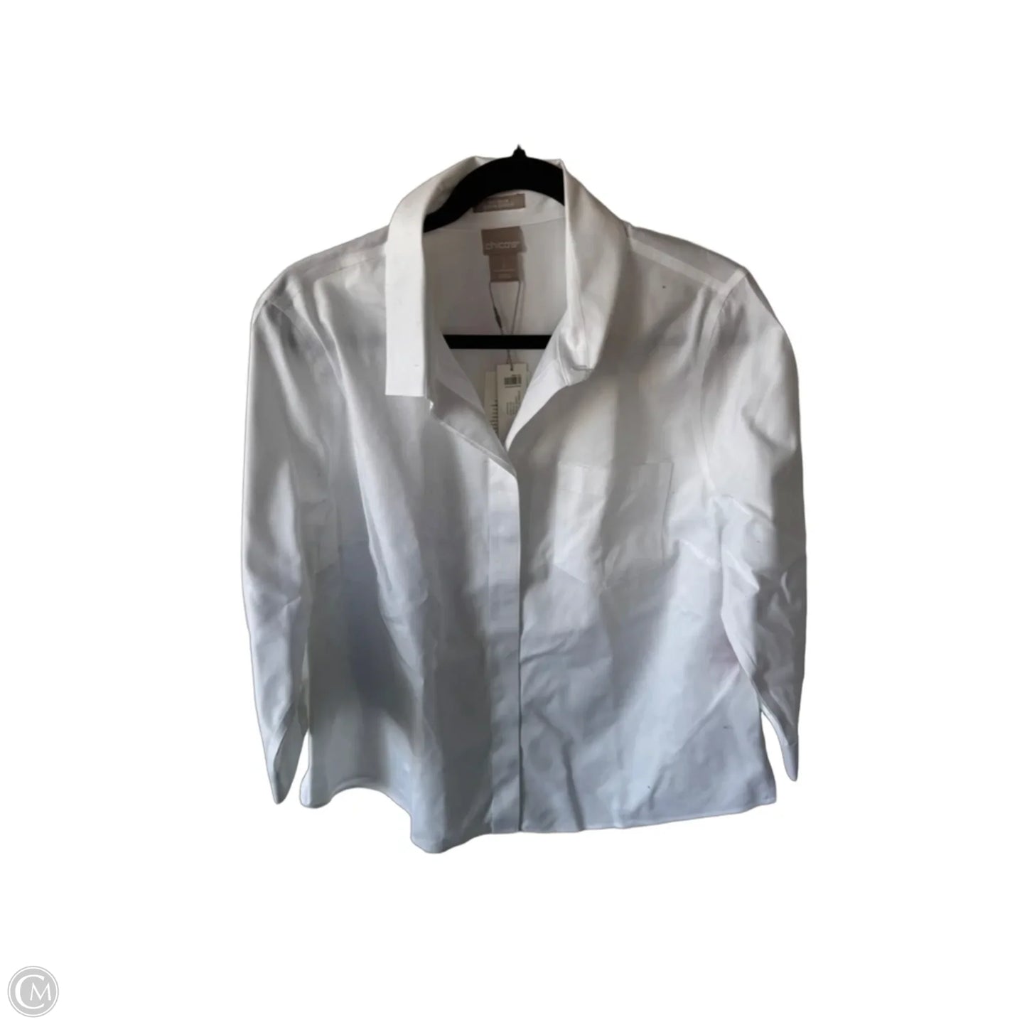Blouse Long Sleeve By Chicos In White, Size: L