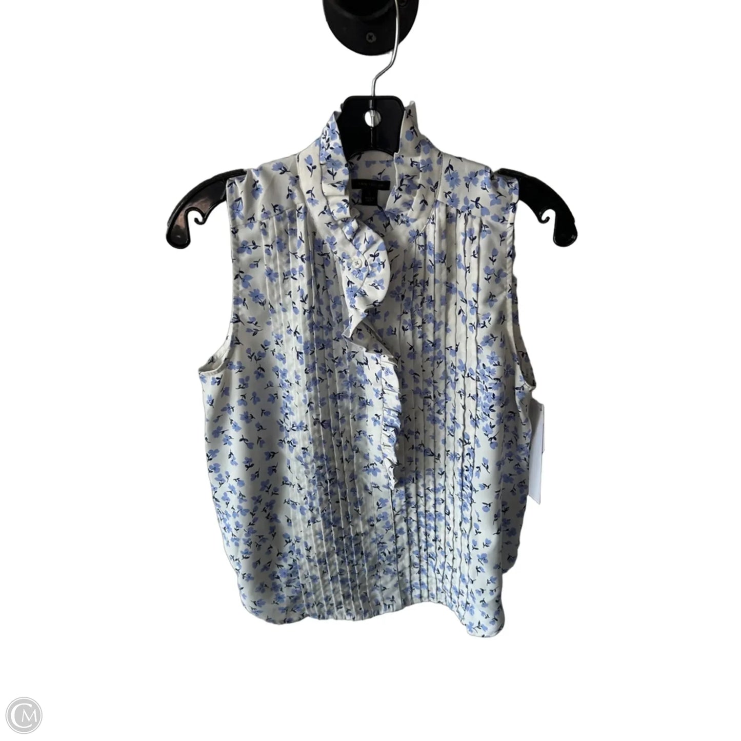 Blouse Sleeveless By Ann Taylor In Blue & White, Size: S