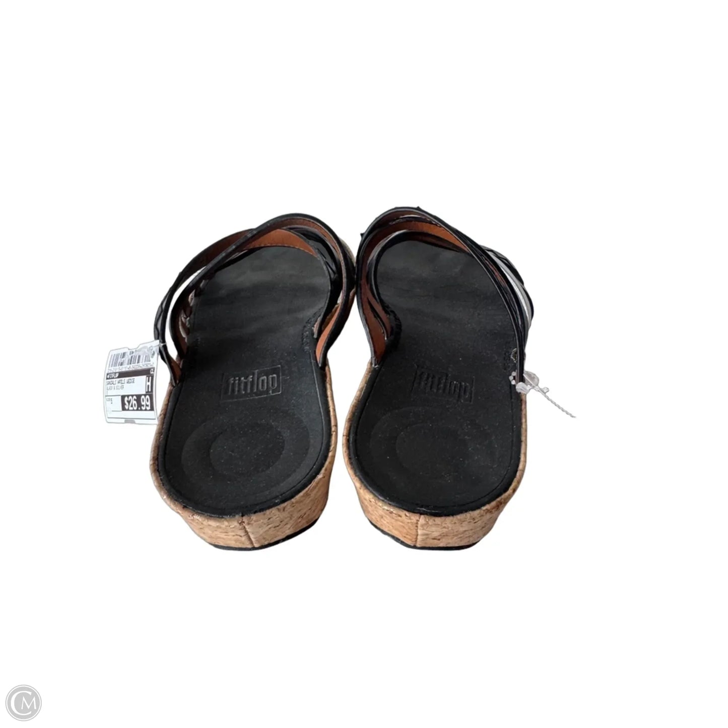 Sandals Heels Wedge By Fitflop In Black & Silver, Size: 5