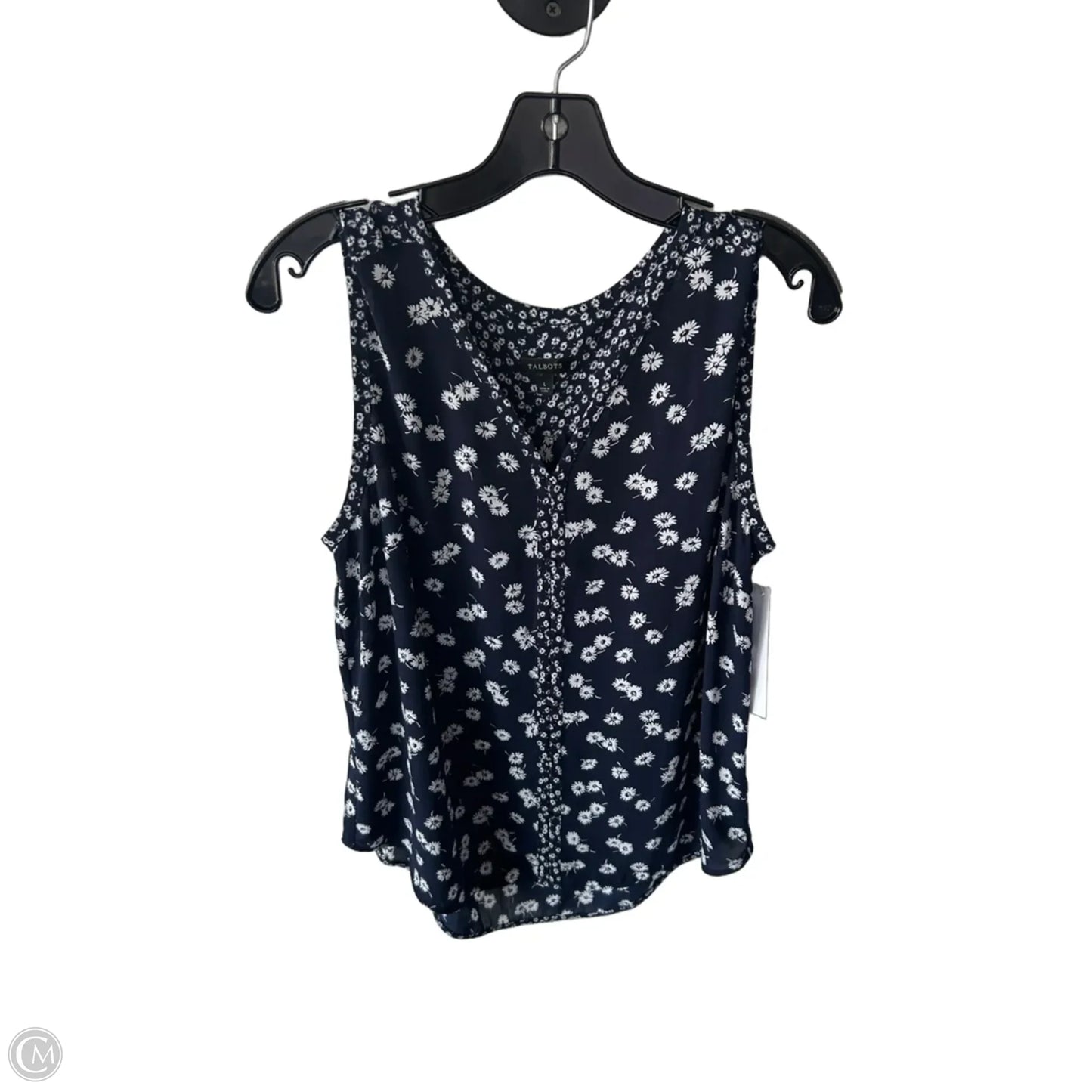 Blouse Sleeveless By Talbots In Blue & Tan, Size: L