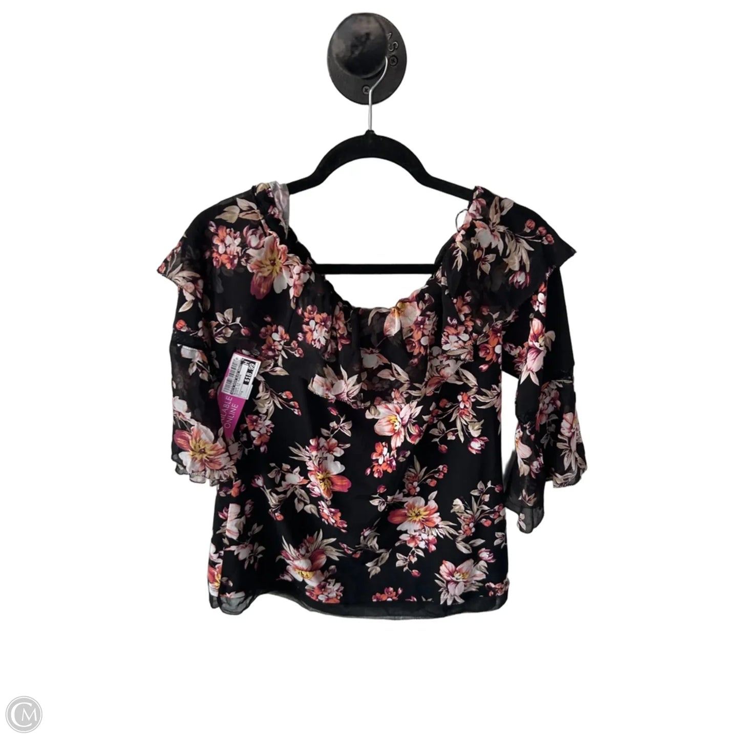 Blouse 3/4 Sleeve By White House Black Market In Black & Tan, Size: M