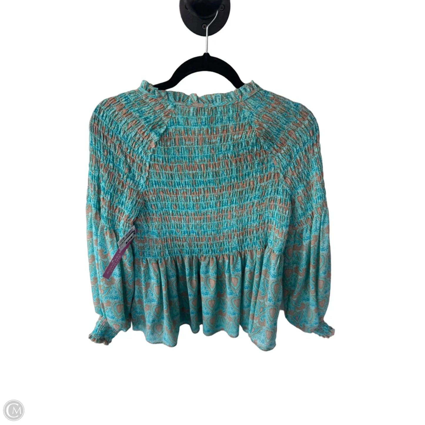 Blouse Long Sleeve By Rose And Olive In Blue & Tan, Size: S