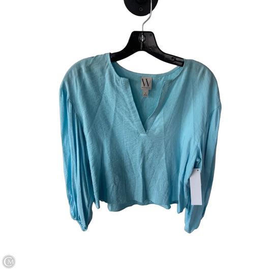 Blouse Long Sleeve By Worthington In Blue, Size: S