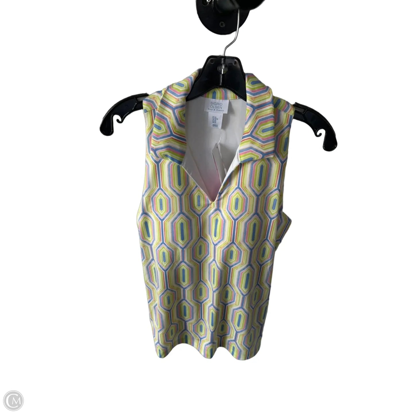 Athletic Top Short Sleeve By Sigrid Olsen In Green & White, Size: M