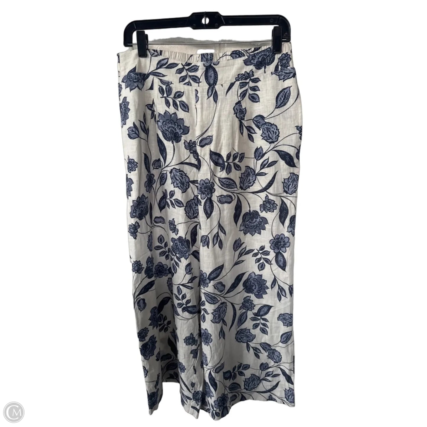 Pants Linen By Ella Moss In Blue & Cream, Size: M