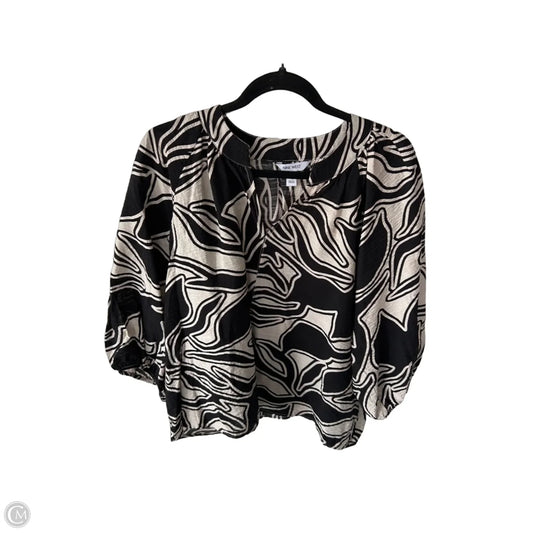 Blouse Short Sleeve By Nine West In Black & Cream, Size: Xl