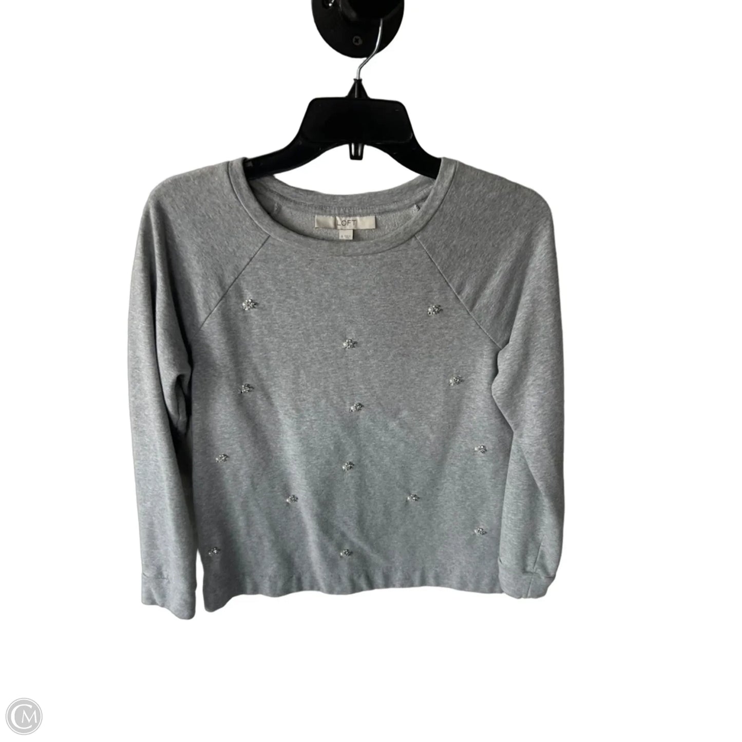 Sweatshirt Crewneck By Loft In Grey & White, Size: S