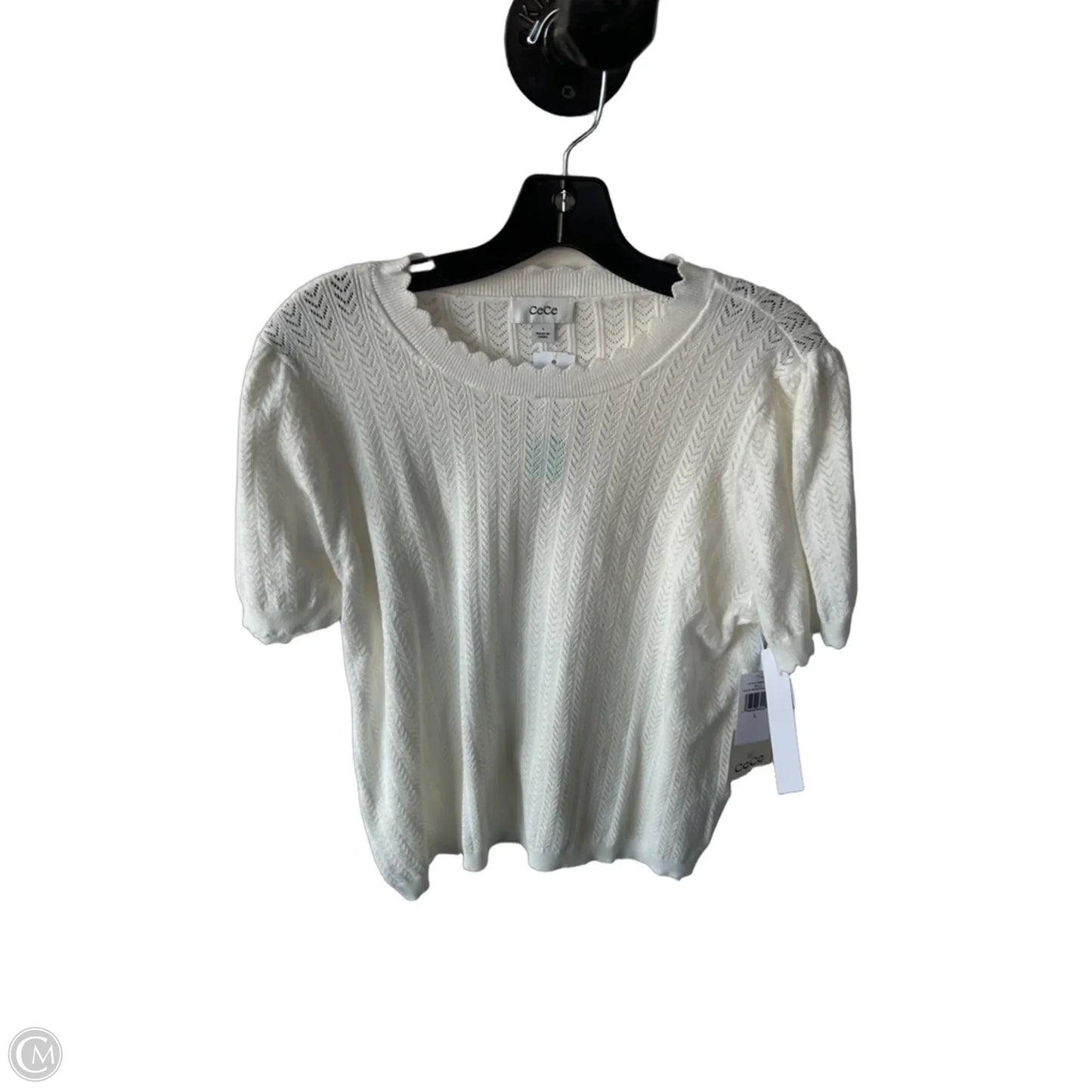 Sweater Short Sleeve By Cece In White, Size: L