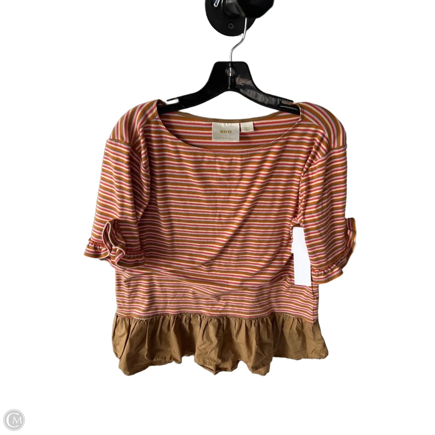 Top Short Sleeve By Maeve In Brown & Orange, Size: S