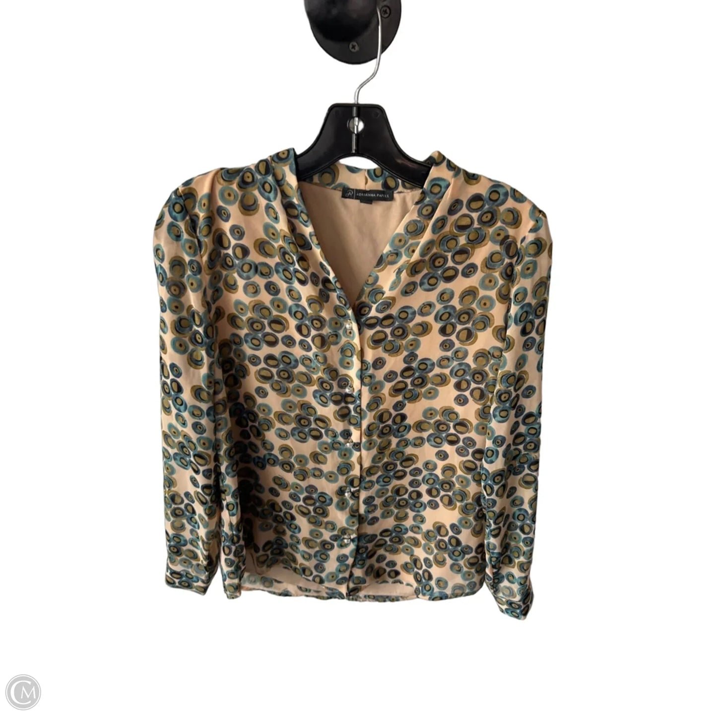 Blouse Long Sleeve By Adrianna Papell In Tan, Size: Xs