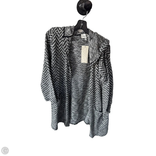 Sweater Cardigan By Daniel Rainn In Black & White, Size: 2x
