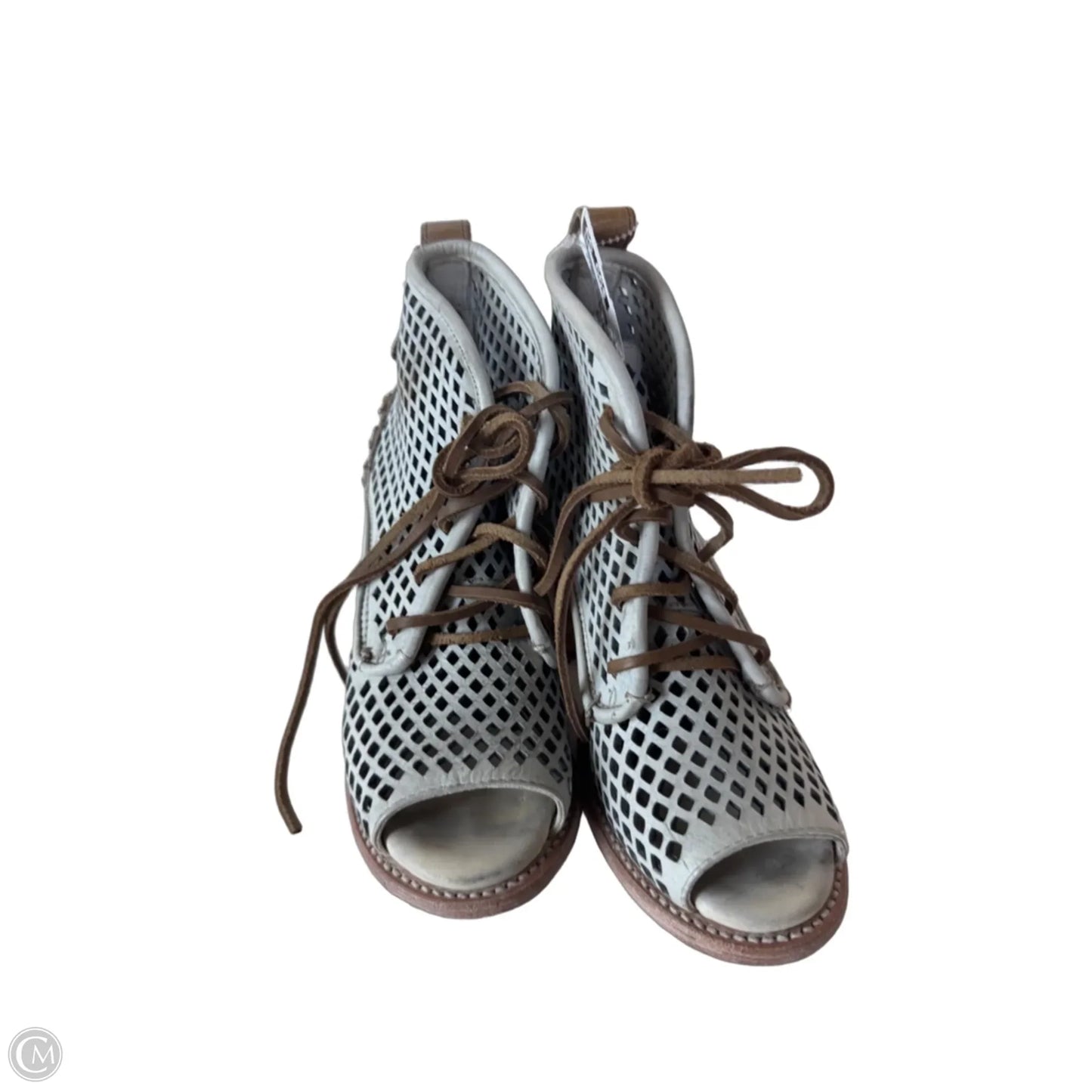 Sandals Heels Block By Freebird In Grey & Tan, Size: 8