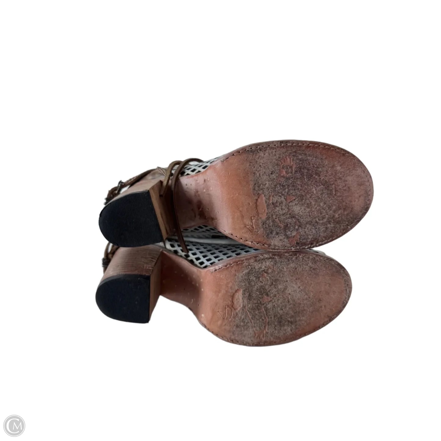 Sandals Heels Block By Freebird In Grey & Tan, Size: 8