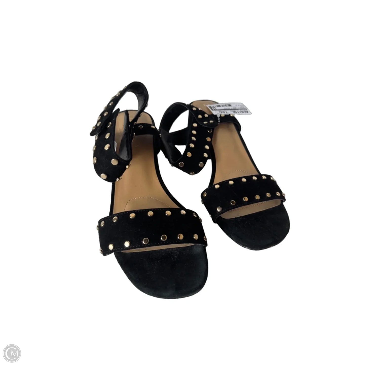 Sandals Heels Block By Chicos In Black & Gold, Size: 8.5