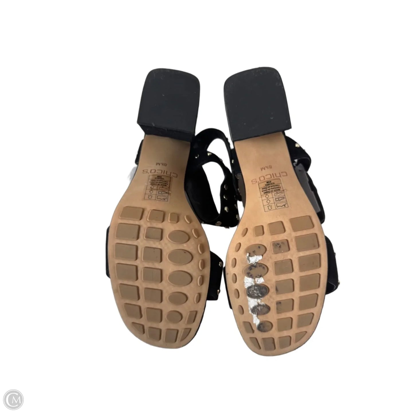 Sandals Heels Block By Chicos In Black & Gold, Size: 8.5